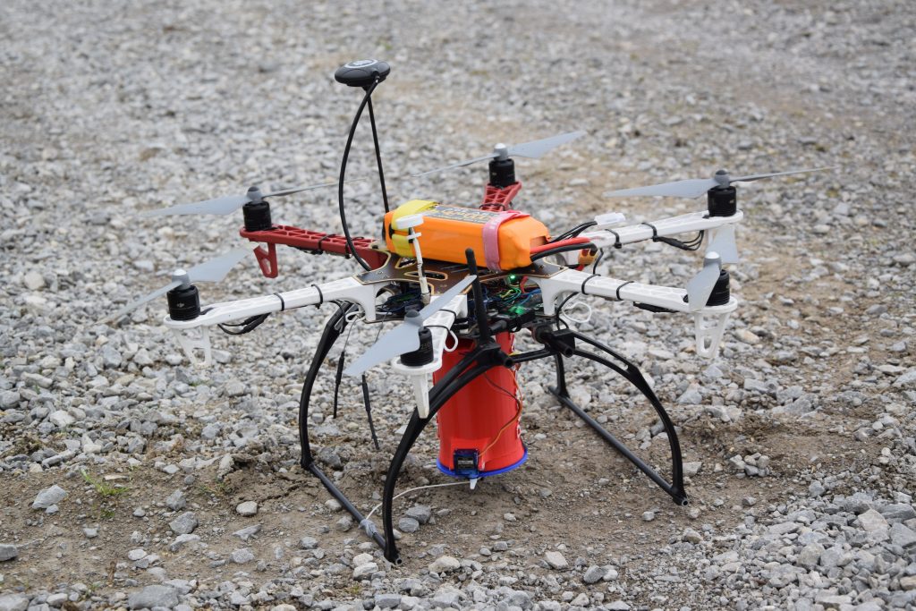Drone usado para hacer los lanzamientos de ProtoSAT 2020